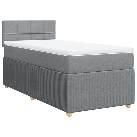 Boxspringbett mit Matratze Hellgrau 90x190 cm Stoff