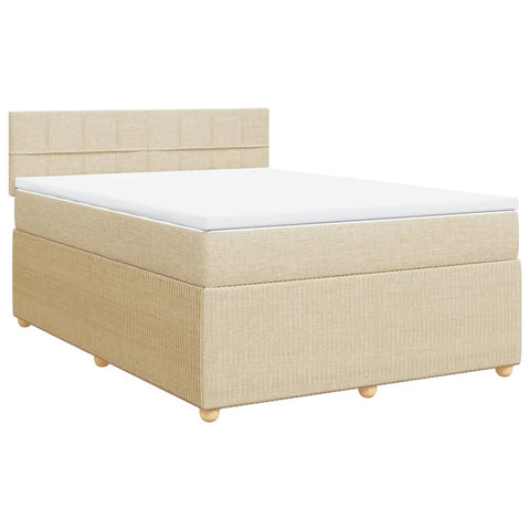 Boxspringbett mit Matratze Creme 160x200 cm Stoff