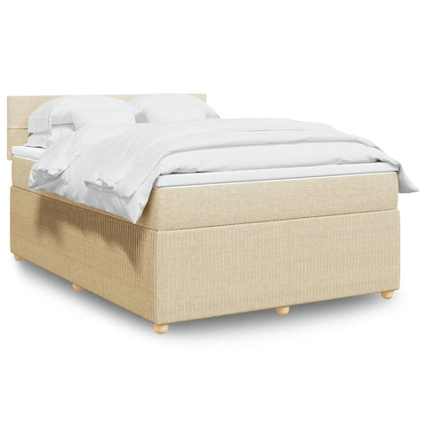 Boxspringbett mit Matratze Creme 160x200 cm Stoff