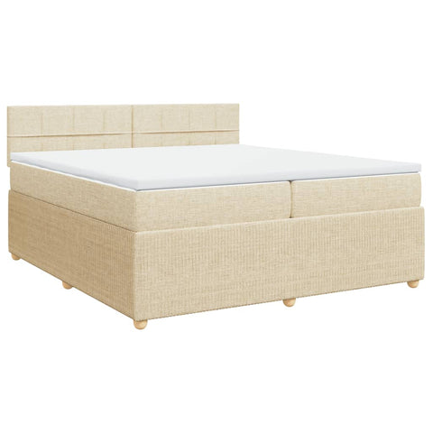 vidaXL Boxspringbett mit Matratze Creme 200x200 cm Stoff