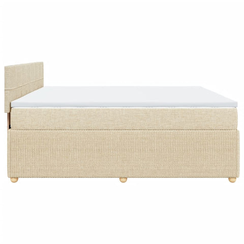 vidaXL Boxspringbett mit Matratze Creme 200x200 cm Stoff