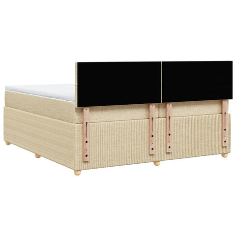 vidaXL Boxspringbett mit Matratze Creme 200x200 cm Stoff