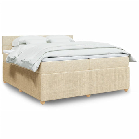 vidaXL Boxspringbett mit Matratze Creme 200x200 cm Stoff