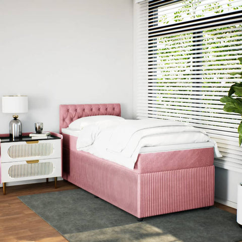 Boxspringbett mit Matratze Rosa 90x190 cm Samt