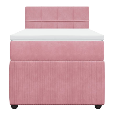 vidaXL Boxspringbett mit Matratze Rosa 90x190 cm Samt