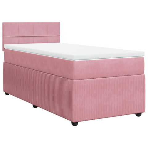 vidaXL Boxspringbett mit Matratze Rosa 90x200 cm Samt