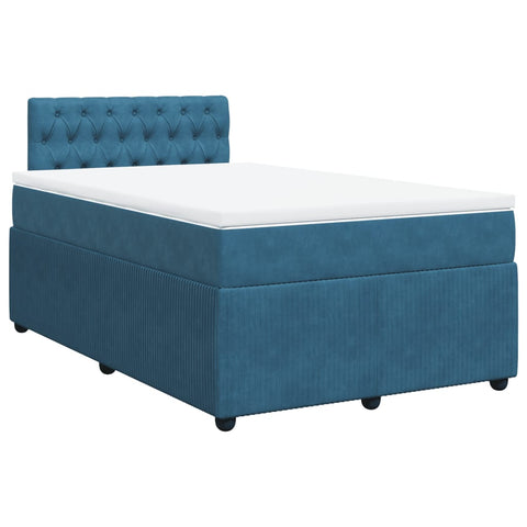 vidaXL Boxspringbett mit Matratze Blau 120x190 cm Samt