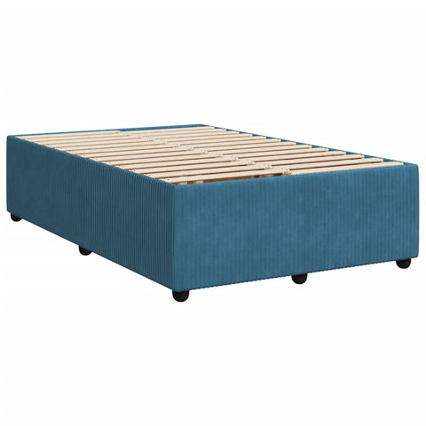 vidaXL Boxspringbett mit Matratze Blau 120x200 cm Samt