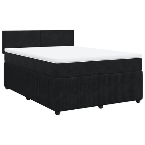 Boxspringbett mit Matratze Schwarz 140x190 cm Samt