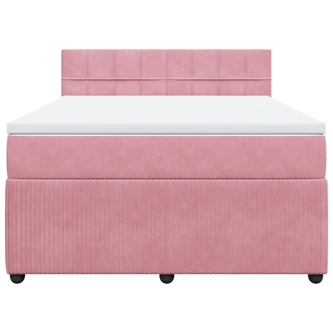 Boxspringbett mit Matratze Rosa 140x190 cm Samt