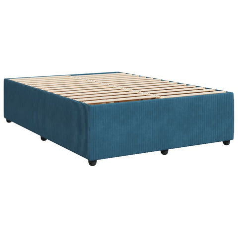 Boxspringbett mit Matratze Blau 140x190 cm Samt