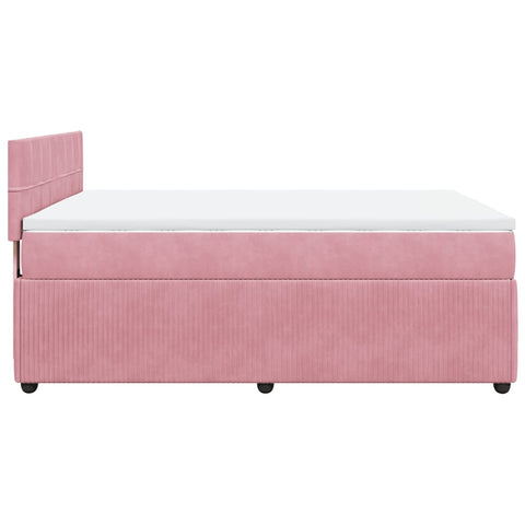 Boxspringbett mit Matratze Rosa 140x200 cm Samt