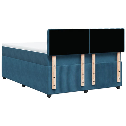 Boxspringbett mit Matratze Blau 140x200 cm Samt