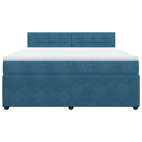 Boxspringbett mit Matratze Blau 180x200 cm Samt