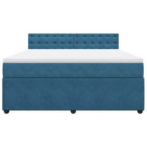 vidaXL Boxspringbett mit Matratze Blau 180x200 cm Samt