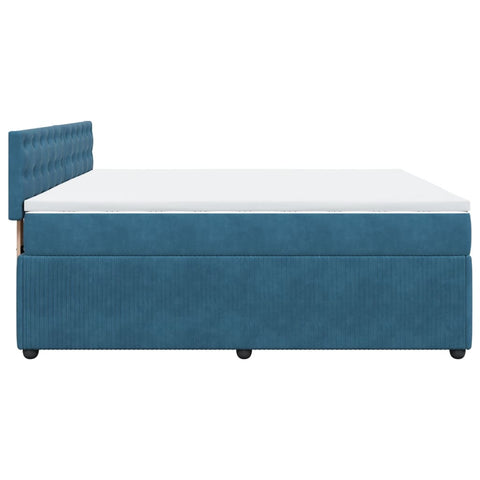 vidaXL Boxspringbett mit Matratze Blau 180x200 cm Samt