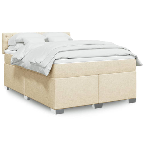 Boxspringbett mit Matratze Creme 140x200 cm Stoff