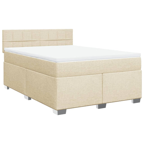 Boxspringbett mit Matratze Creme 160x200 cm Stoff