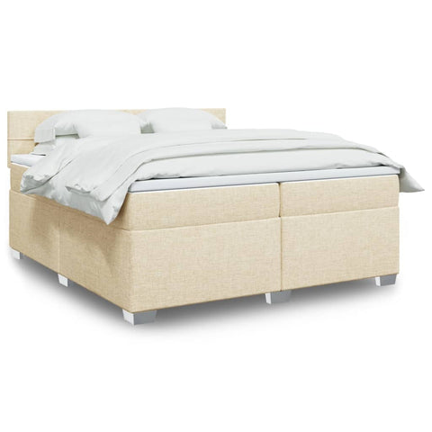 vidaXL Boxspringbett mit Matratze Creme 200x200 cm Stoff