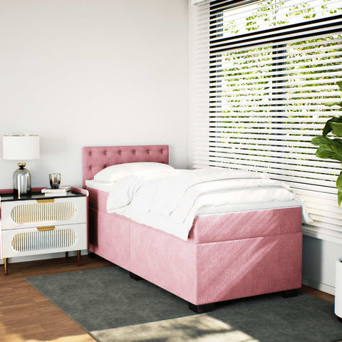 Boxspringbett mit Matratze Rosa 90x190 cm Samt