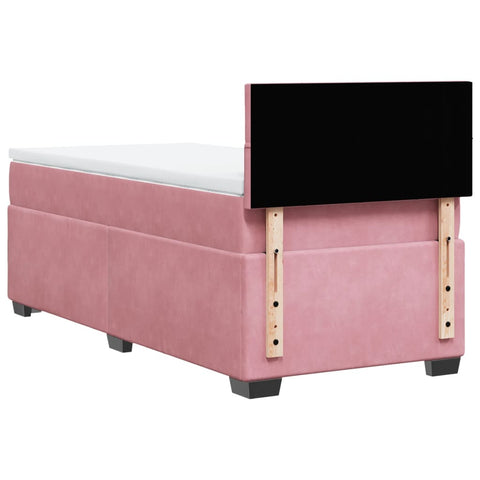 vidaXL Boxspringbett mit Matratze Rosa 90x190 cm Samt