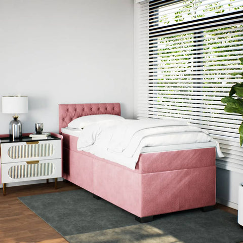 Boxspringbett mit Matratze Rosa 90x200 cm Samt