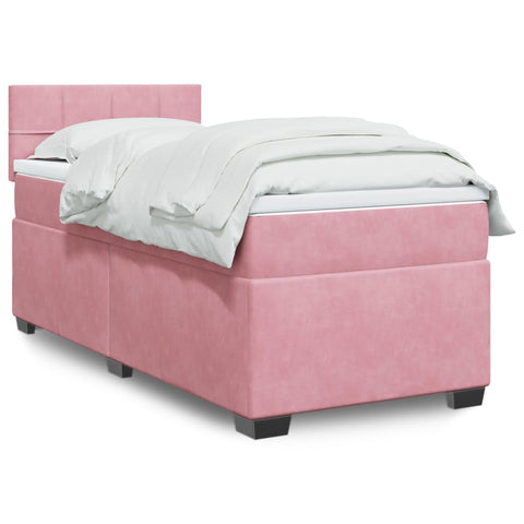 vidaXL Boxspringbett mit Matratze Rosa 90x200 cm Samt