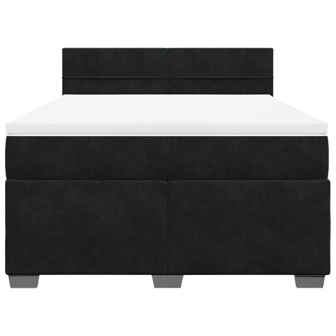 Boxspringbett mit Matratze Schwarz 140x190 cm Samt