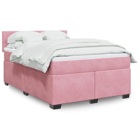 Boxspringbett mit Matratze Rosa 140x190 cm Samt