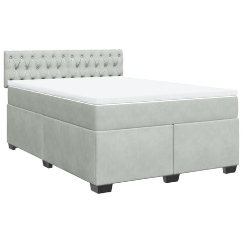 vidaXL Boxspringbett mit Matratze Hellgrau 140x190 cm Samt