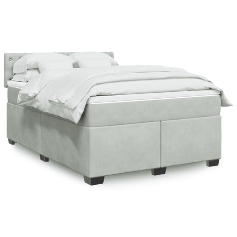 vidaXL Boxspringbett mit Matratze Hellgrau 140x190 cm Samt