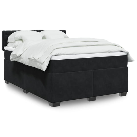 Boxspringbett mit Matratze Schwarz 140x190 cm Samt