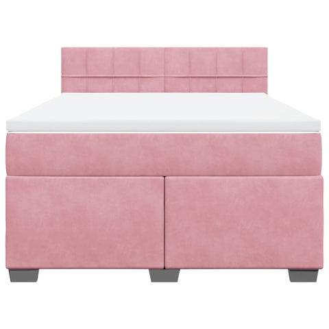 Boxspringbett mit Matratze Rosa 140x200 cm Samt