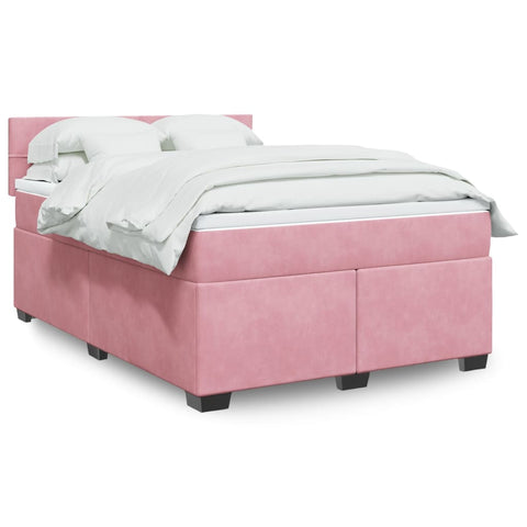 Boxspringbett mit Matratze Rosa 140x200 cm Samt