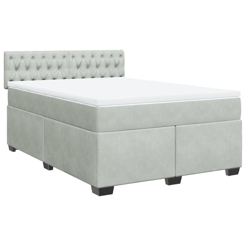 vidaXL Boxspringbett mit Matratze Hellgrau 140x200 cm Samt