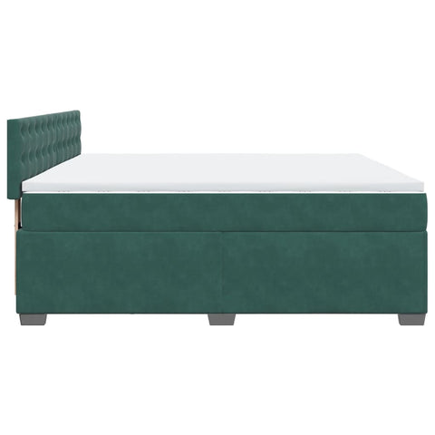 vidaXL Boxspringbett mit Matratze Dunkelgrün 180x200 cm Samt