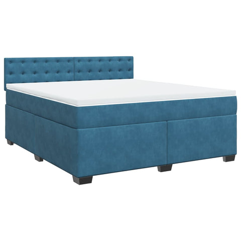 vidaXL Boxspringbett mit Matratze Blau 180x200 cm Samt