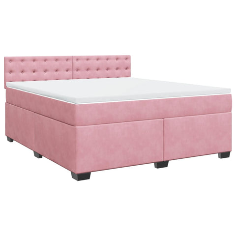 Boxspringbett mit Matratze Rosa 180x200 cm Samt