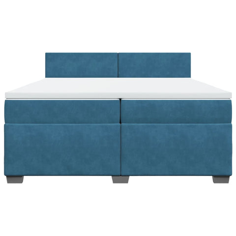 vidaXL Boxspringbett mit Matratze Blau 200x200 cm Samt