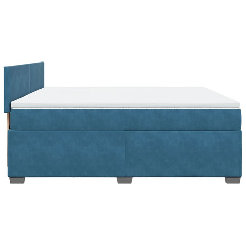 vidaXL Boxspringbett mit Matratze Blau 200x200 cm Samt