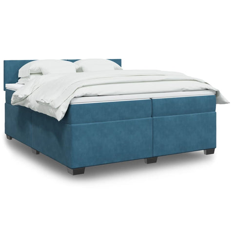 vidaXL Boxspringbett mit Matratze Blau 200x200 cm Samt