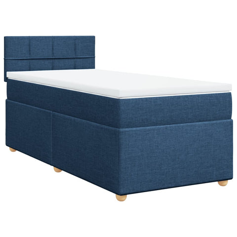 Boxspringbett mit Matratze Blau 100x200 cm Stoff