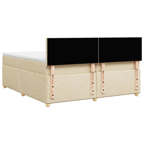 vidaXL Boxspringbett mit Matratze Creme 200x200 cm Stoff