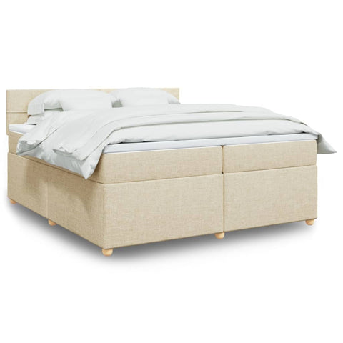 vidaXL Boxspringbett mit Matratze Creme 200x200 cm Stoff