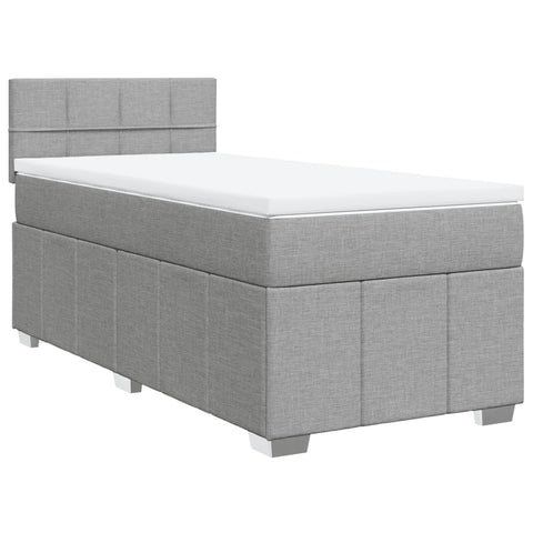 Boxspringbett mit Matratze Hellgrau 90x190 cm Stoff