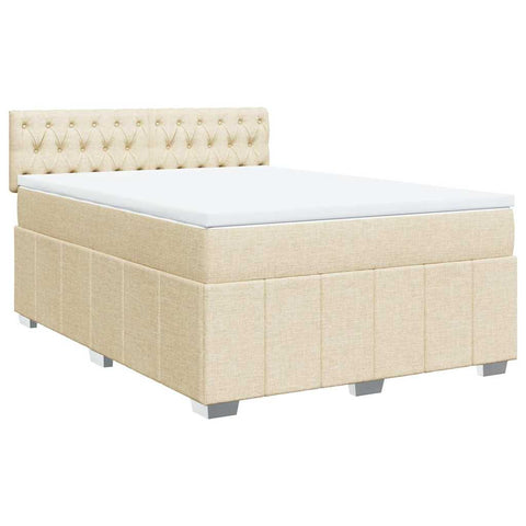 Boxspringbett mit Matratze Creme 140x190 cm Stoff