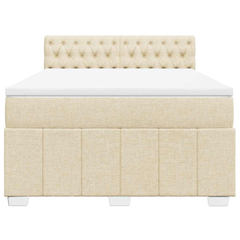 Boxspringbett mit Matratze Creme 140x190 cm Stoff