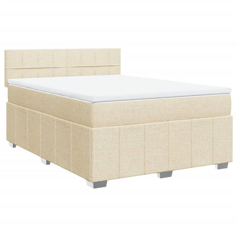 Boxspringbett mit Matratze Creme 140x200 cm Stoff