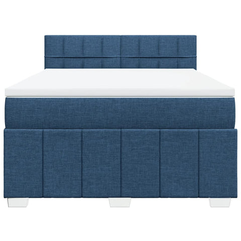 Boxspringbett mit Matratze Blau 140x200 cm Stoff