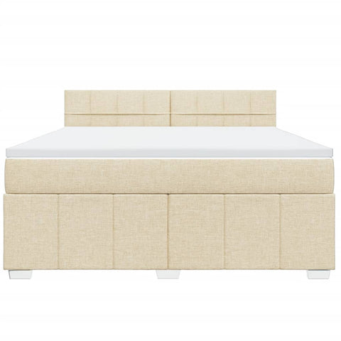 Boxspringbett mit Matratze Creme 180x200 cm Stoff